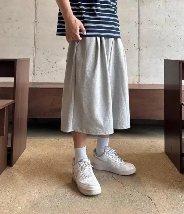 Draped Pleated Mid-Length Shorts