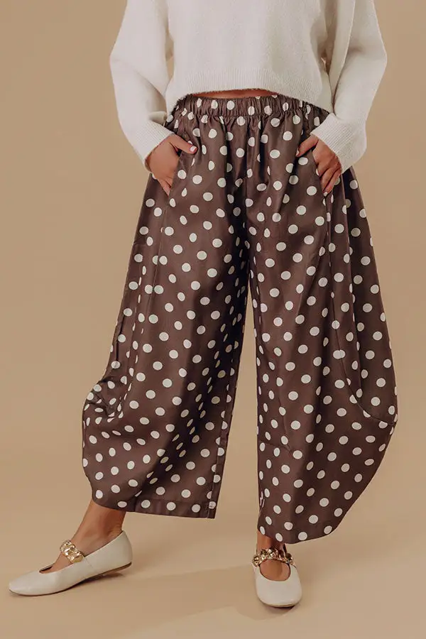 Mid Rise Relaxed Barrel Leg Polka Dot Pants