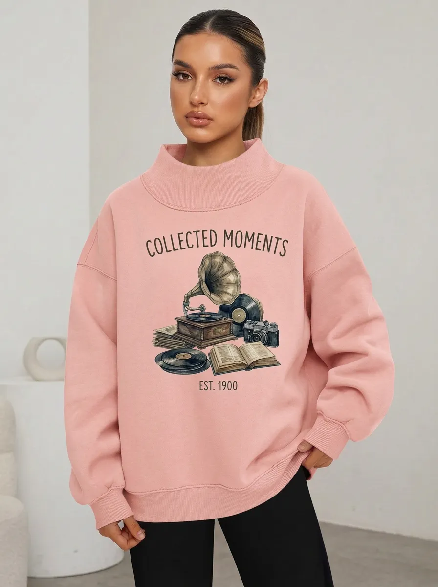Women's Vintage Music Camera Graphic Sweatshirt