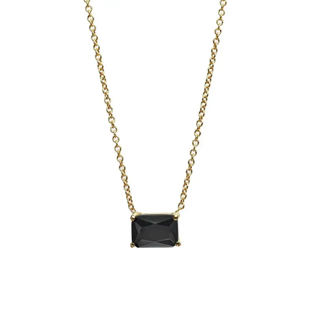 Emerald Cut Onyx Solitaire Necklace