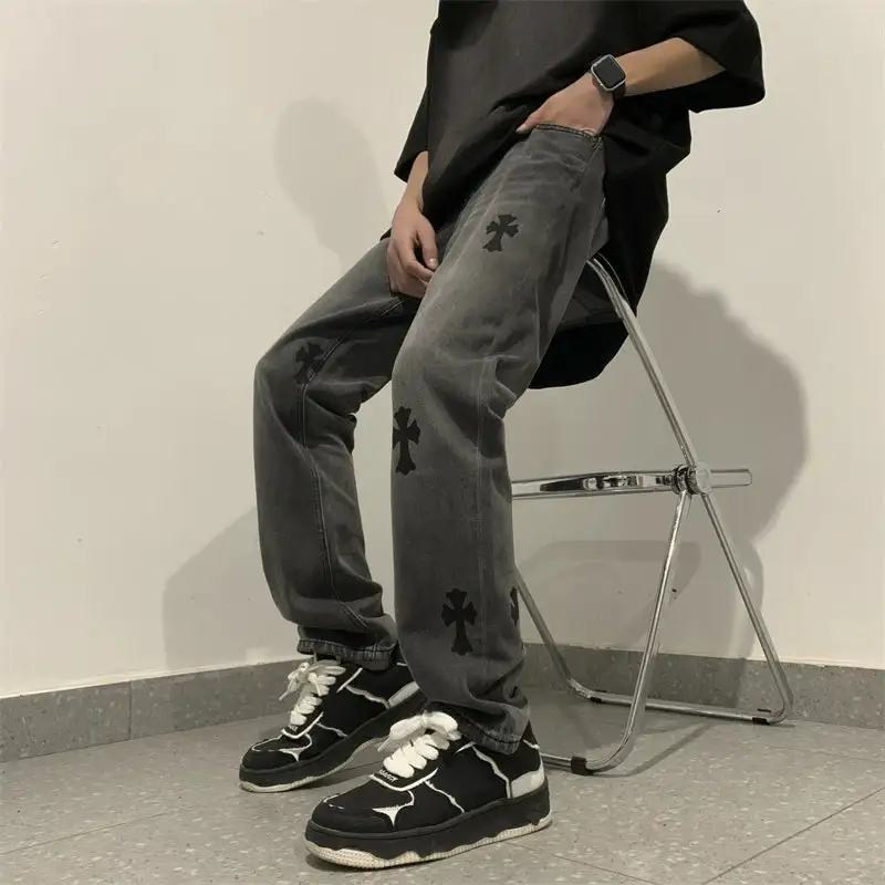 Everyday Wide-Leg Patchwork Washed Jeans