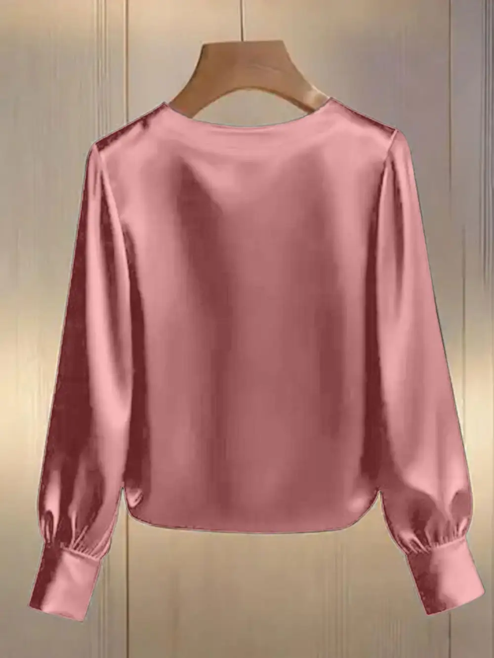 Pearl Trim Round Neck Silk Blouse