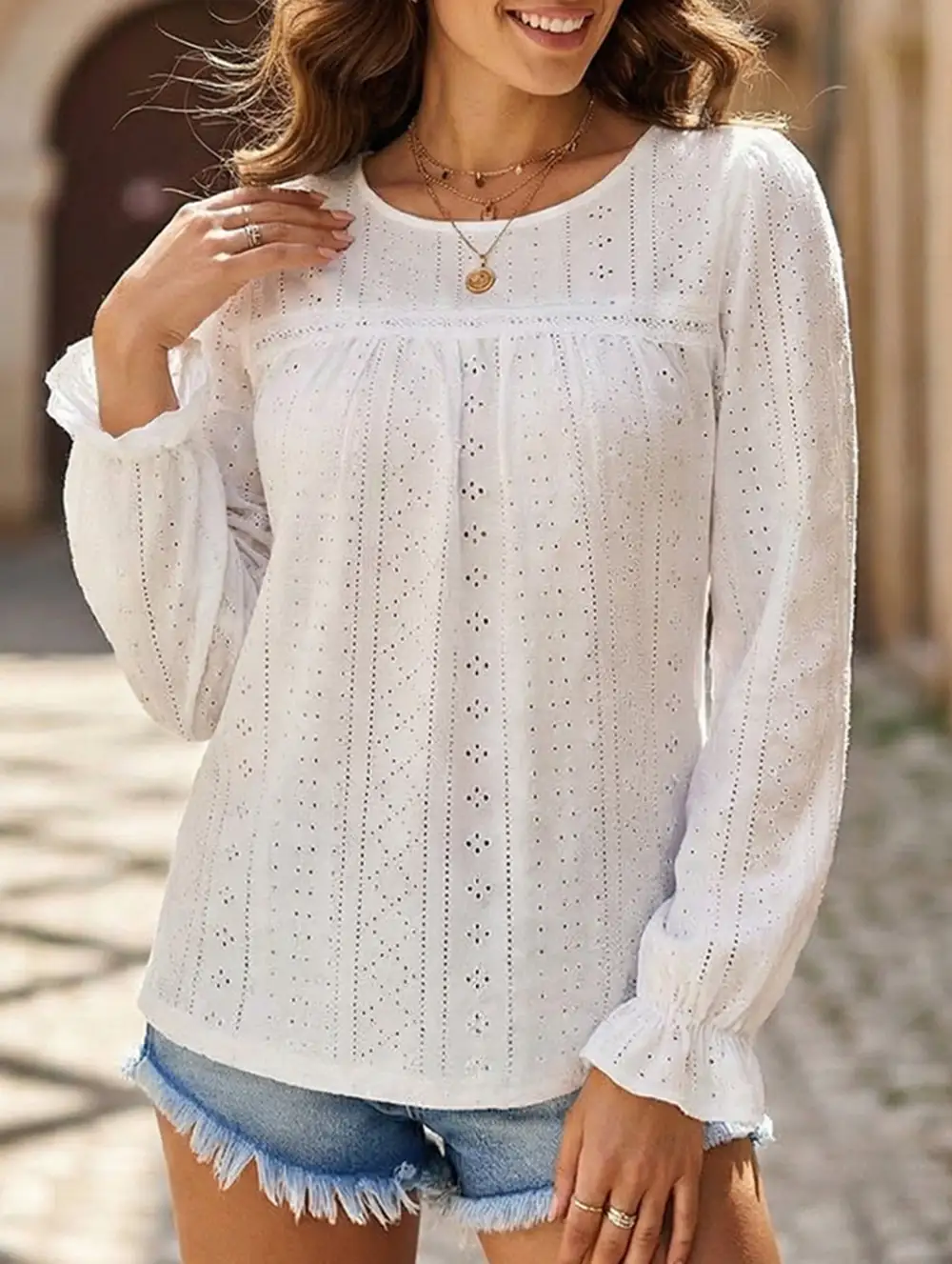 Cutout Long Sleeve Top