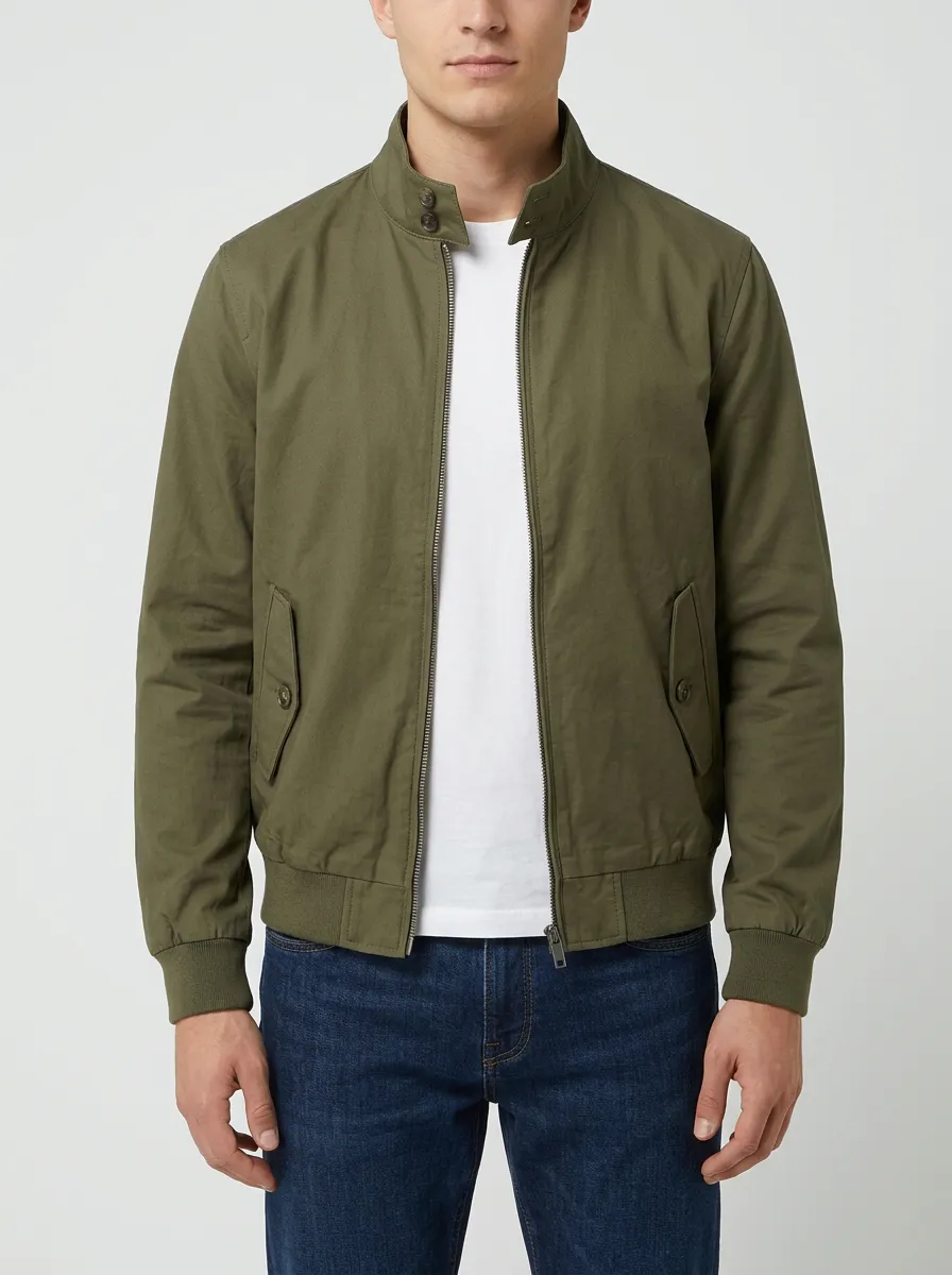 Stand Collar Zip Bomber Jacket