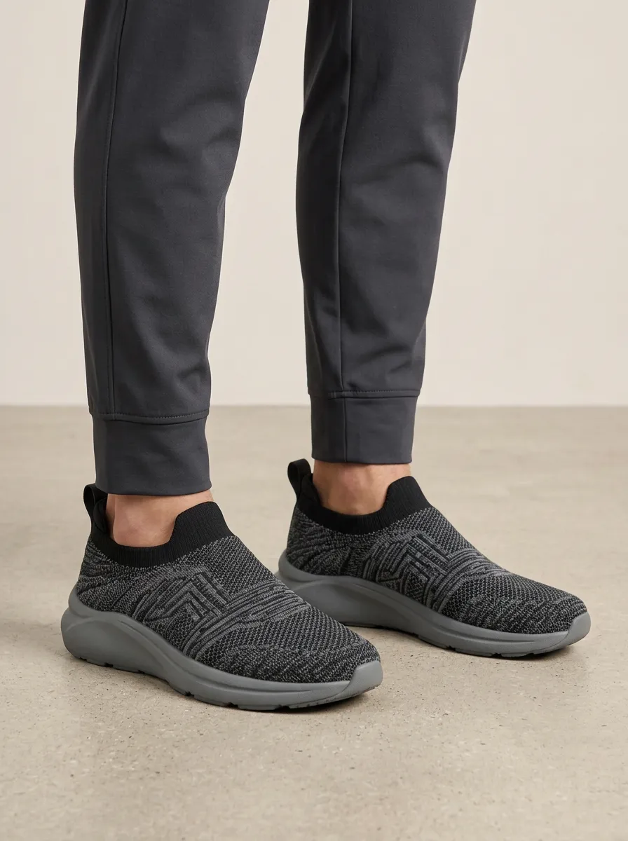 Unisex Geometric Pattern Knit Print Sneakers