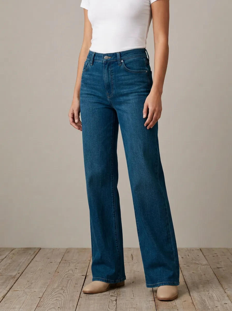 Refined Wide-Leg High-Rise Denim Jeans