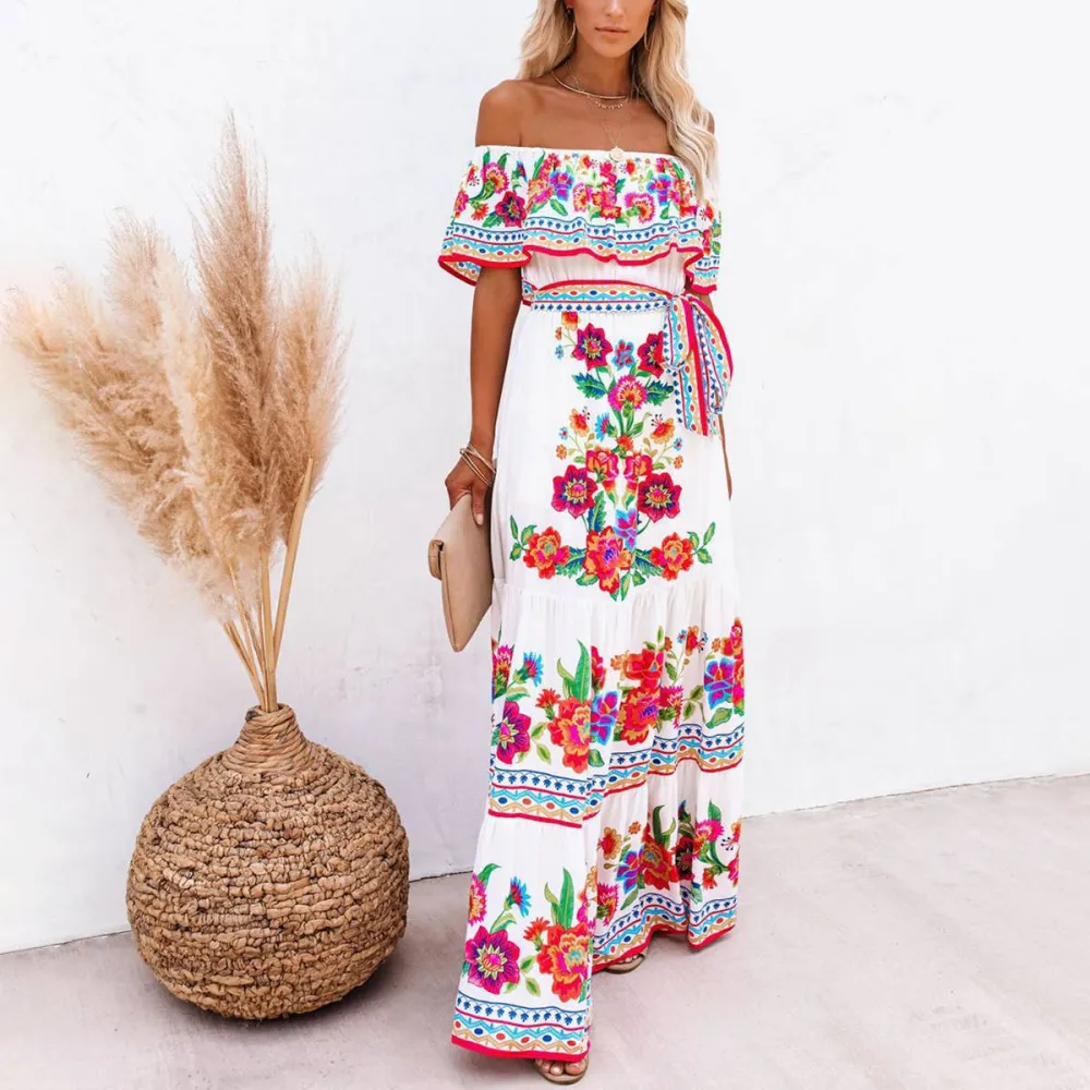 Floral Off Shoulder Casual Dress