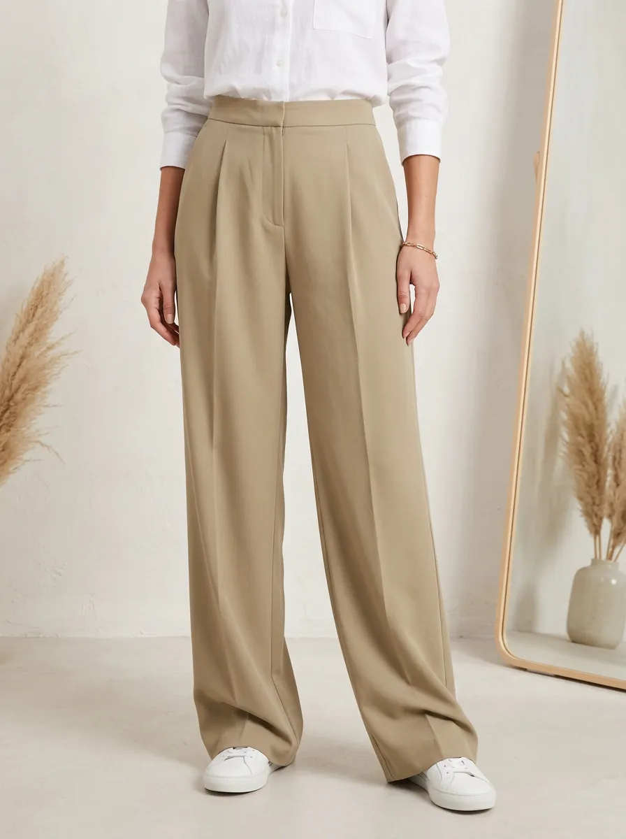 Relaxed Women's Wide-Leg Trousers