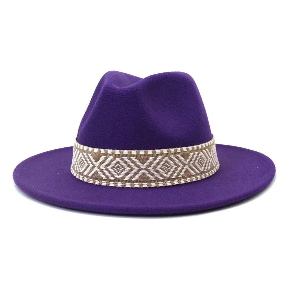 Belt Retro Flat Fedora Hat