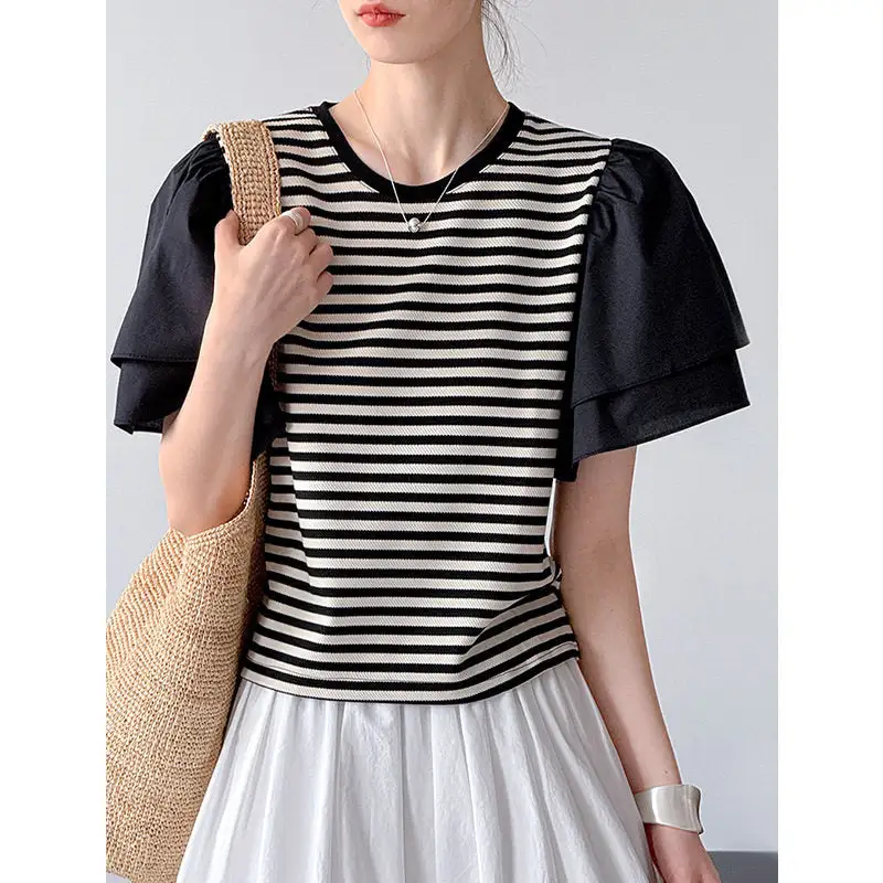 Easy-Wear Striped Short Sleeve T-Shirt