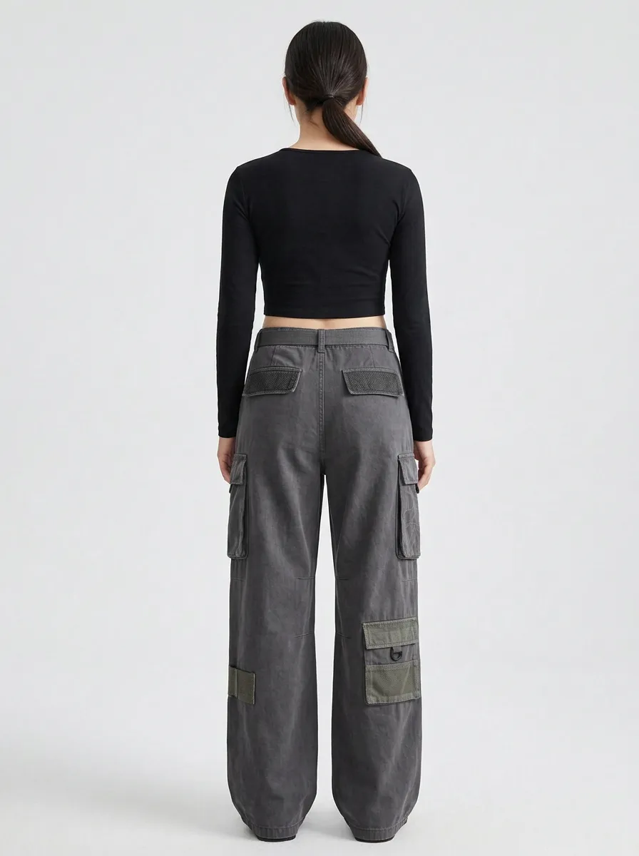 Minimal Techwear Style Street Style Women's Multi Pocket Cargo Pants