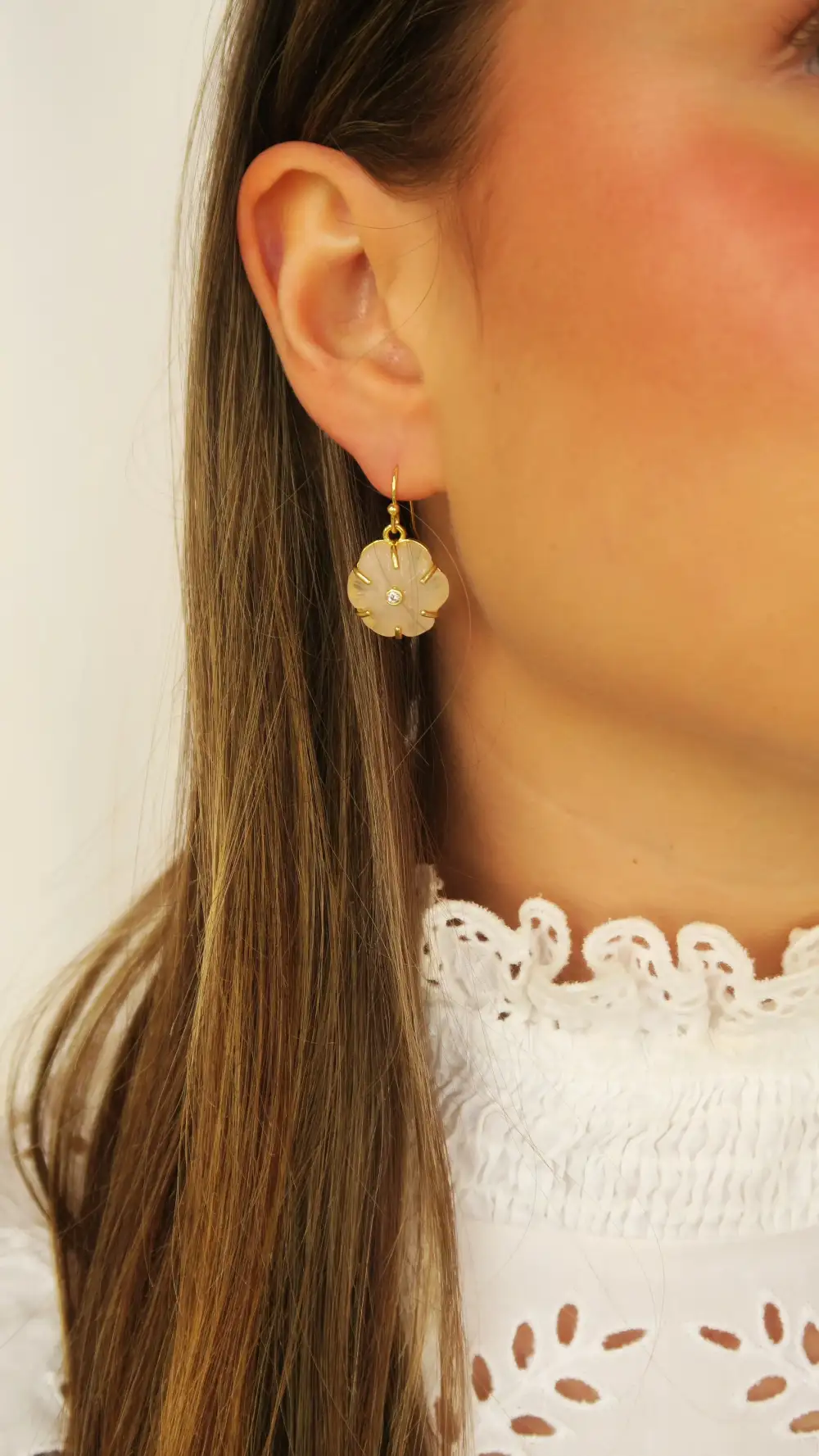 Flower Crystal Accent Statement Earrings