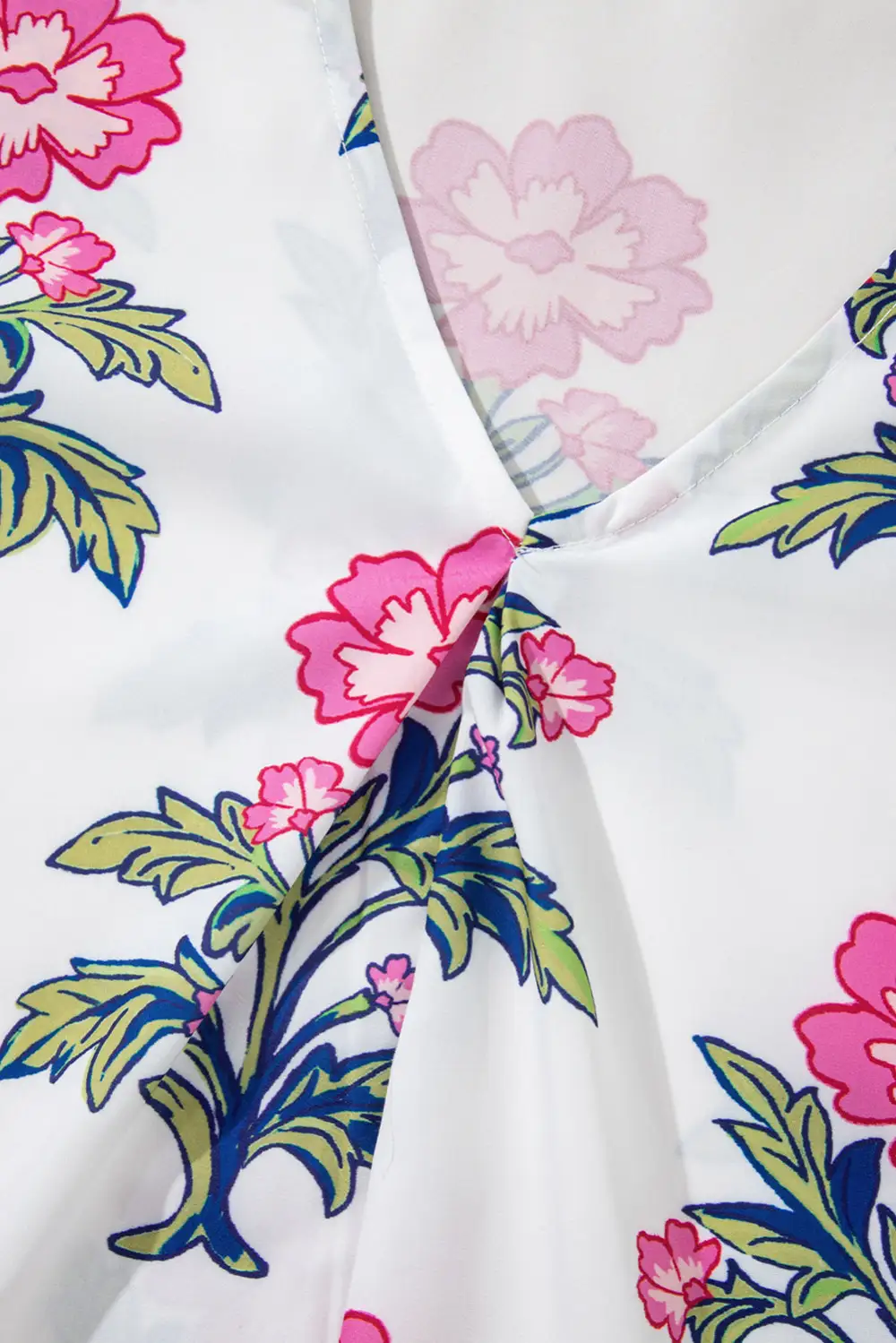 Striped Floral Tie Detail Blouse