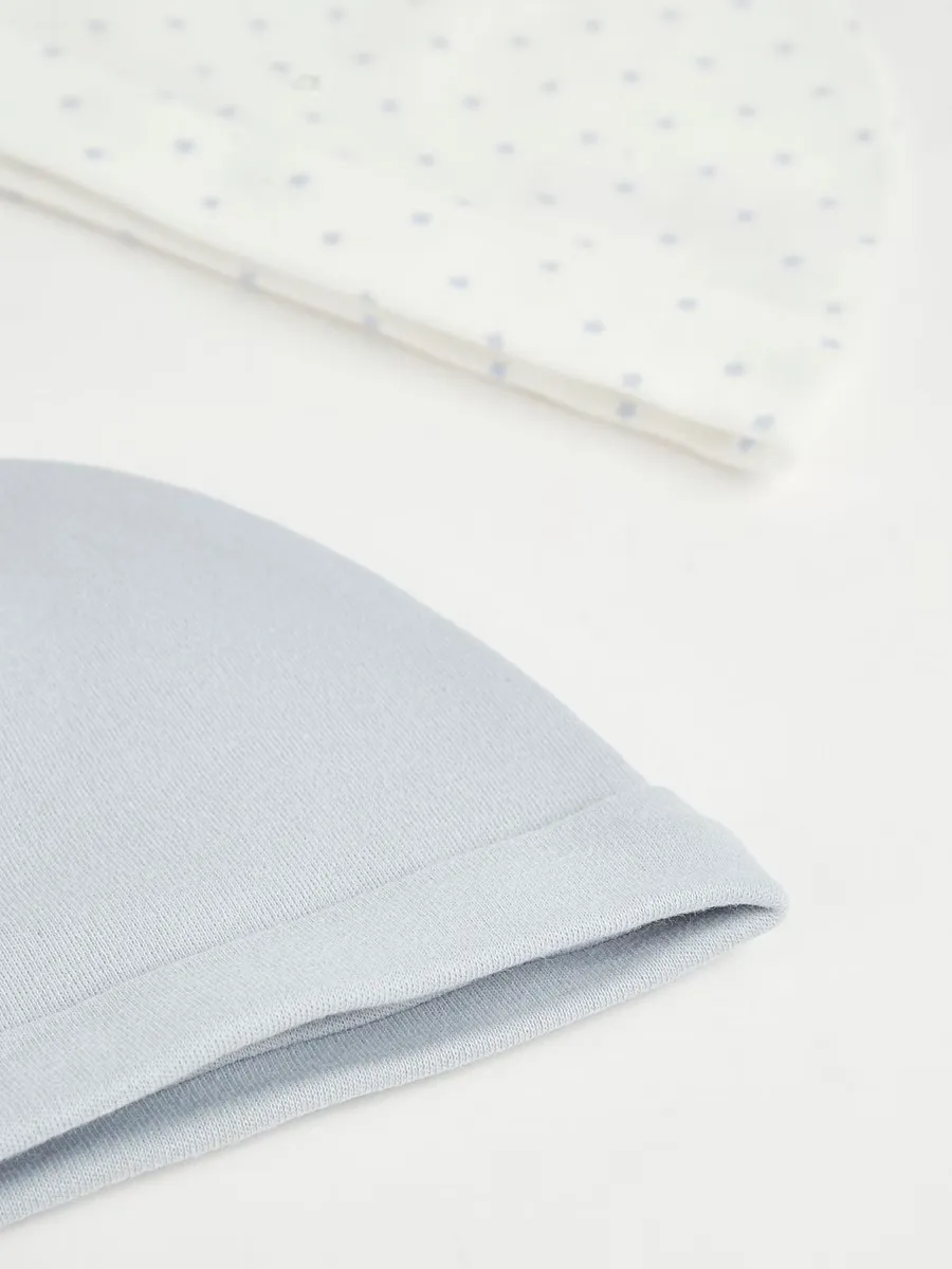 Blue Cotton Baby Newborn Hats 2 Pack