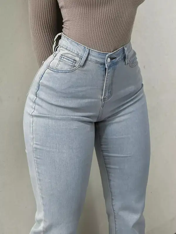 Women' High-Waisted Flare Leg Jeans Stretchy Pants