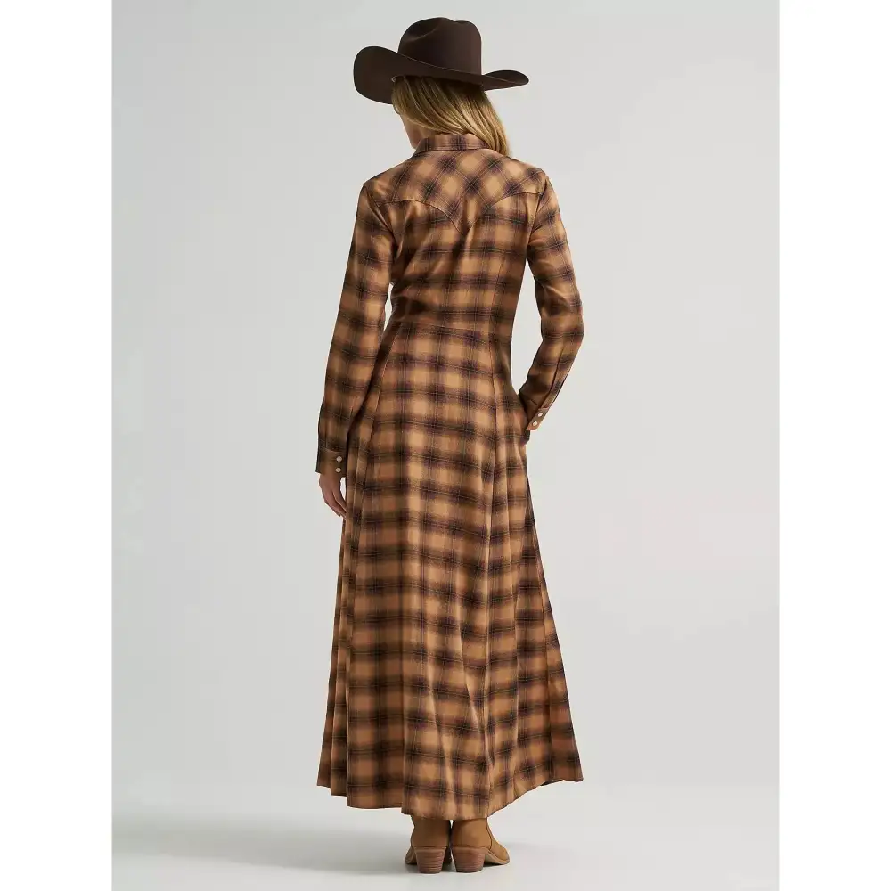 Rayon Long Sleeve Snap Front Maxi Dress
