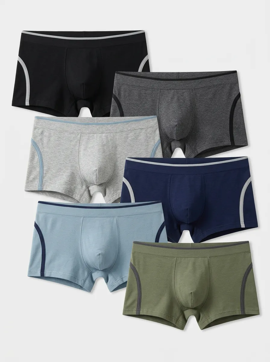 Men's Six-Pair Accent-Stripe Piped Boxer Brief Set