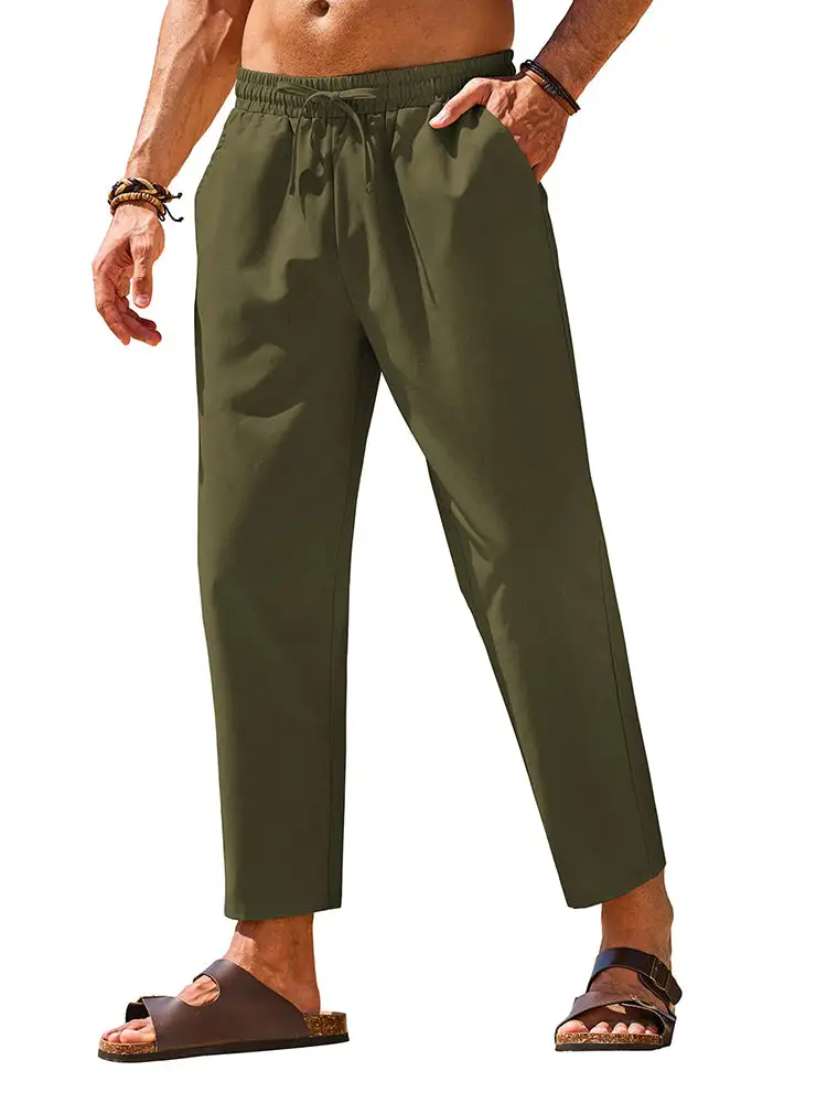 Casual Linen Blend Summer Trousers Pants