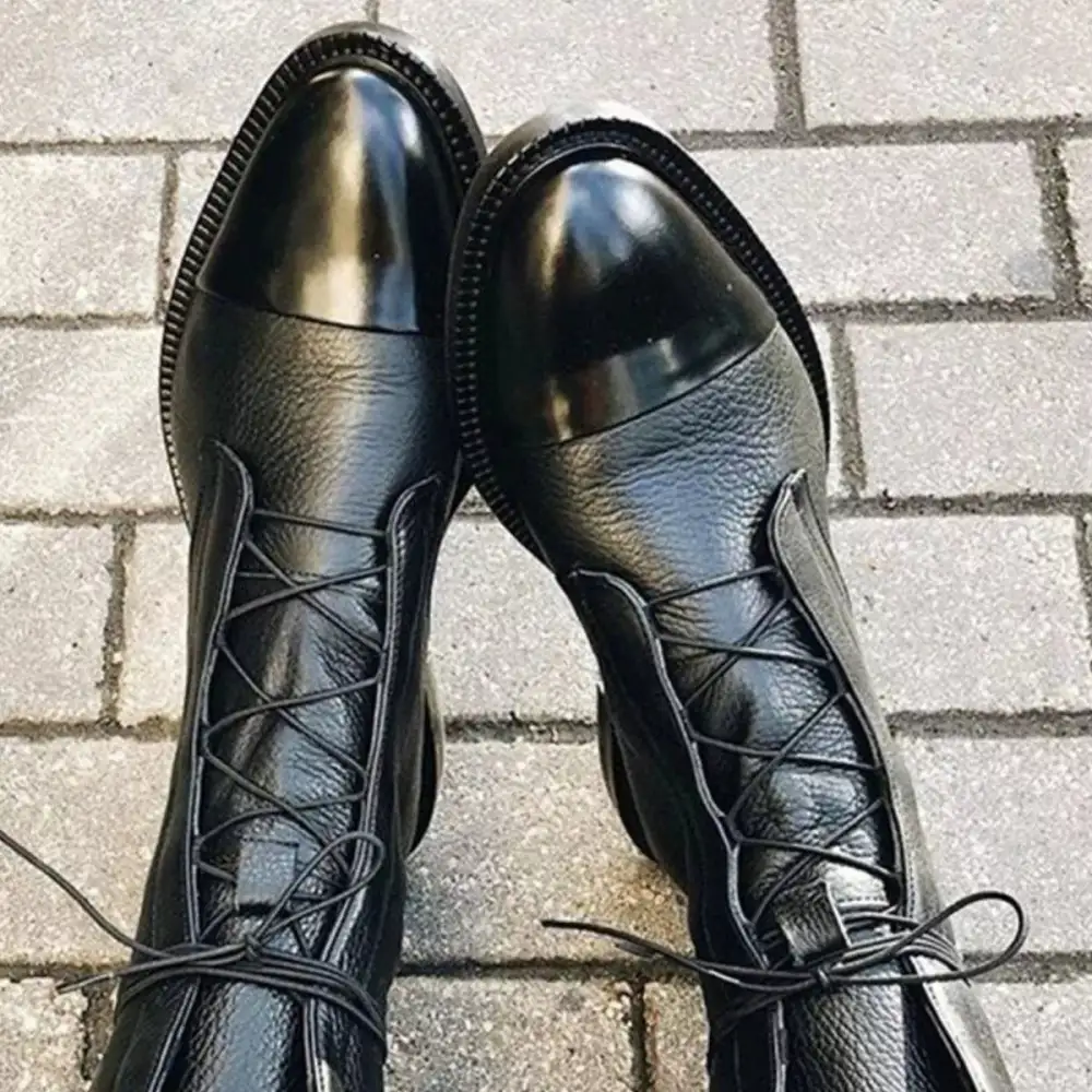 Lace-Up Leather Boots