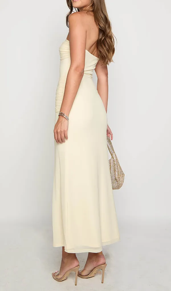 Mesh Strapless Maxi Dress