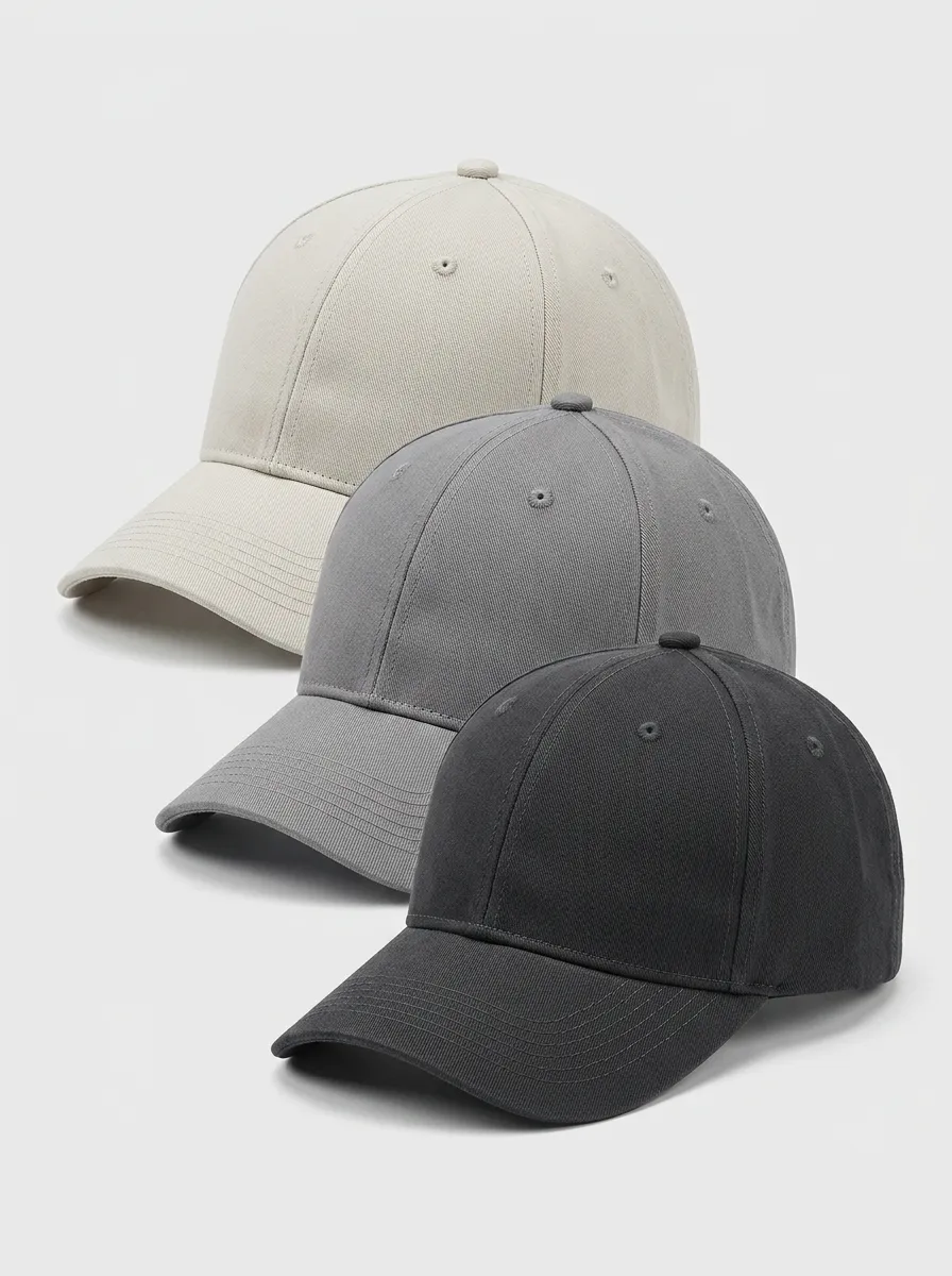Minimalist Solid Plain Three-Pack Baseball Caps