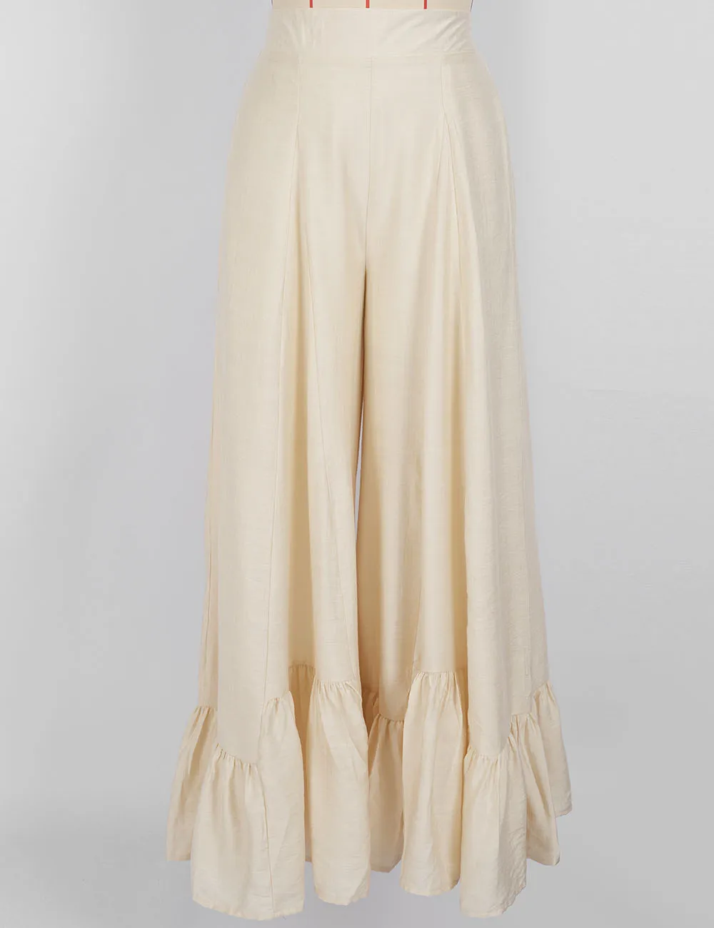 Elastic Waist Ruffle Wide Leg Pants
