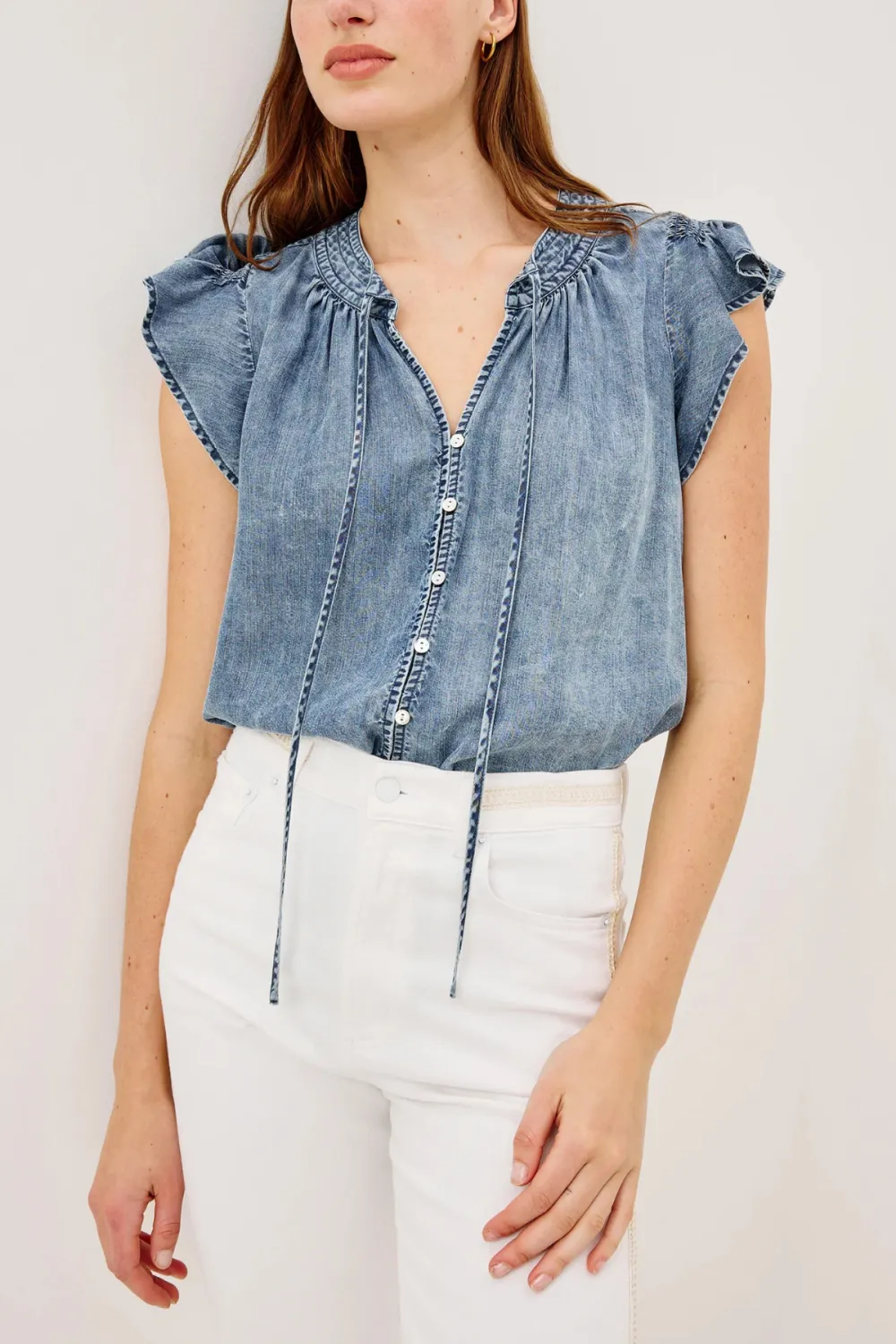 Button Collar Embroidered Shirt