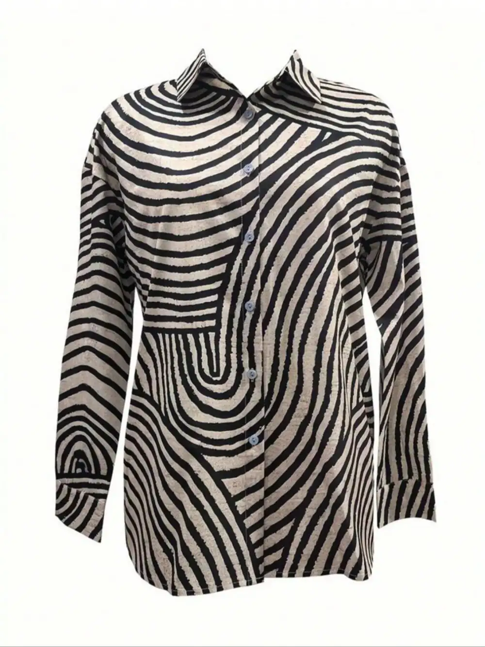 Striped Print Long Sleeve Button Down Shirt