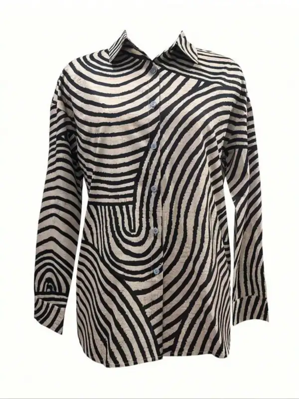 Striped Print Long Sleeve Button Down Shirt