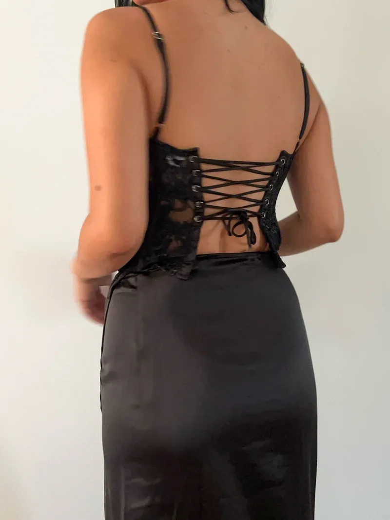Black Lace Floor-Length Set