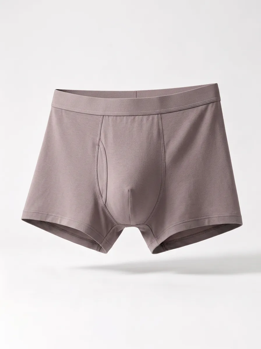 Men's Solid Taupe Minimalist Cotton Boxer Briefs