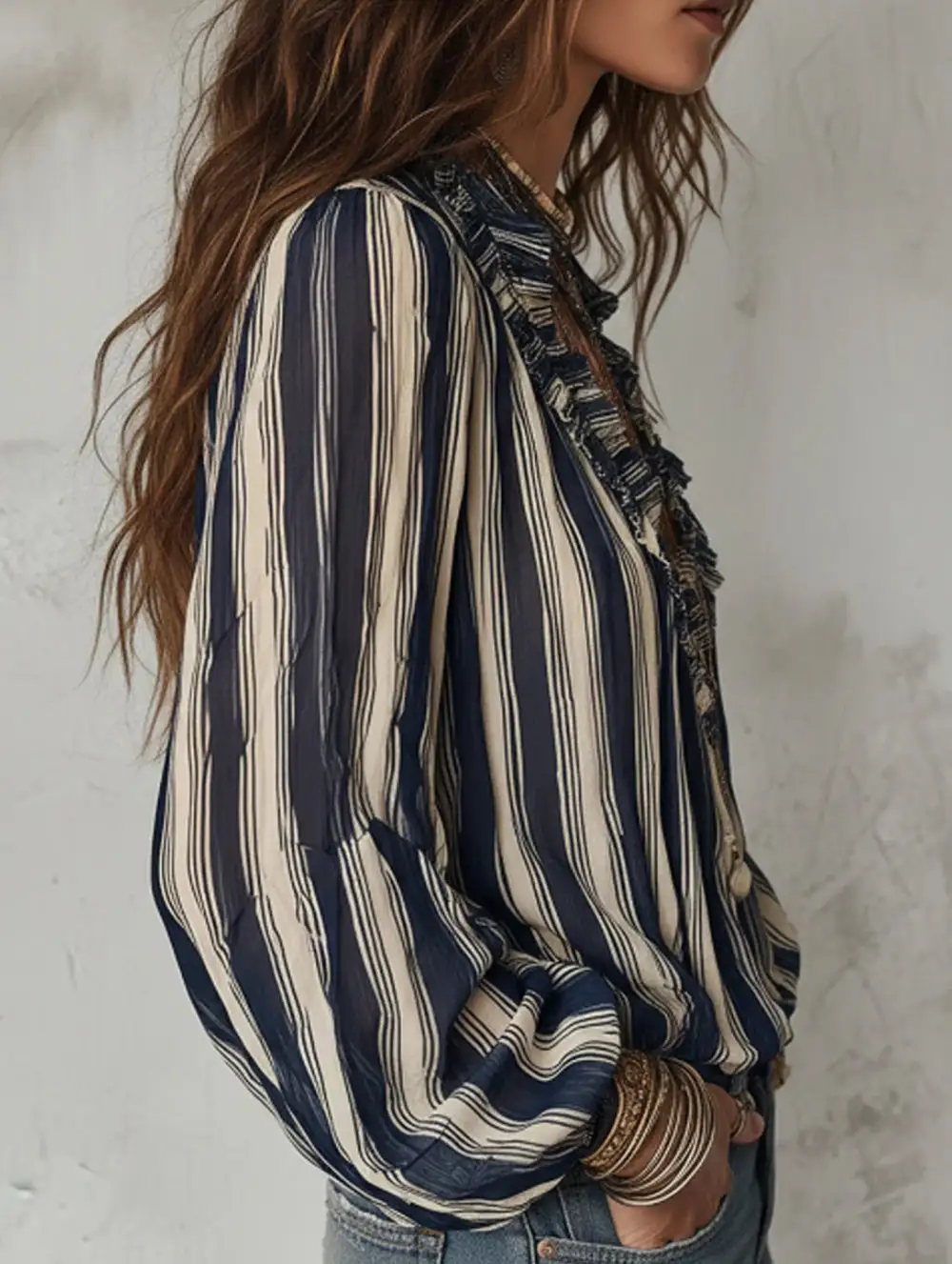 Loose Stripe Long Sleeve Shirt