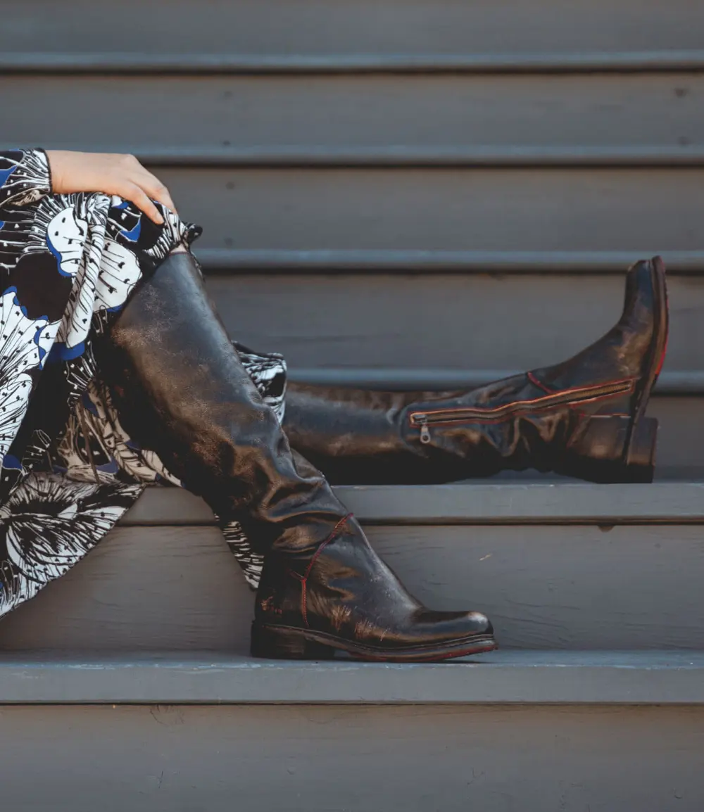 Side-Zip Lace-Up Wide-Calf Tall Boots
