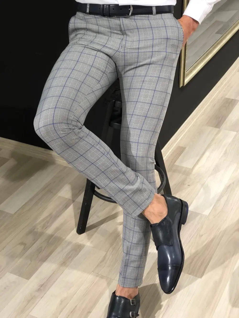 Refined Relaxed Slim Fit Plaid Tailored Trousers
