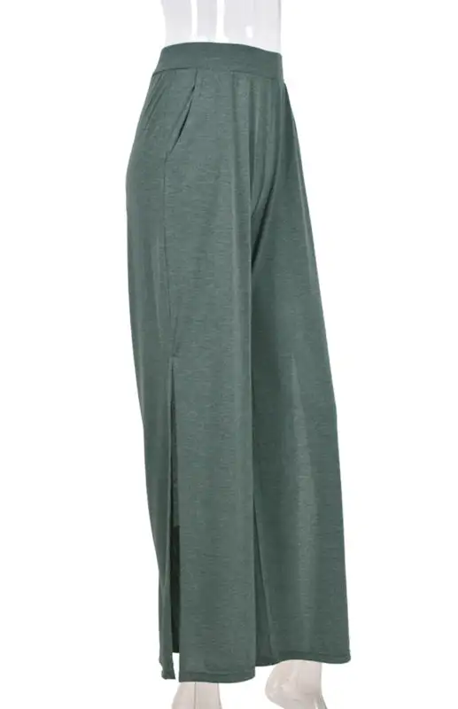 Knit Trousers Tied Open Slits Pants