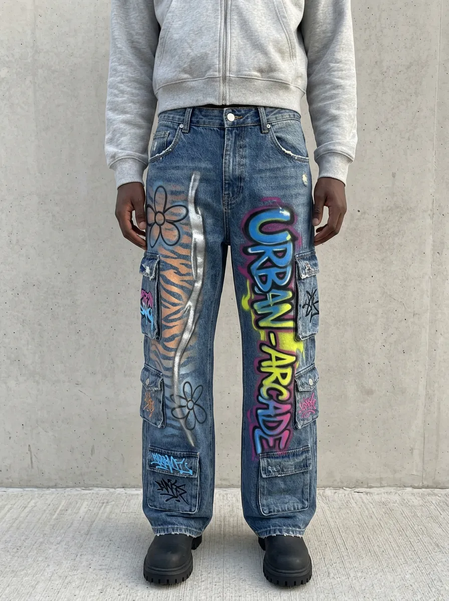 Men's Urban Arcade Graffiti Cargo Jeans