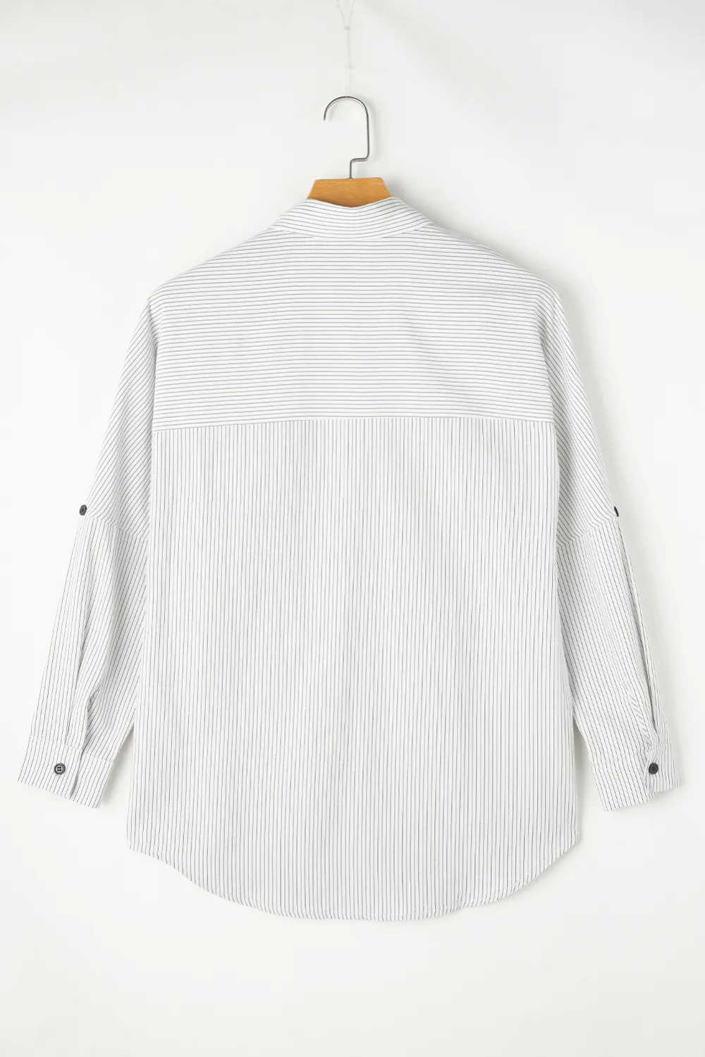 Black Stripe Roll Tab Sleeve Shirt