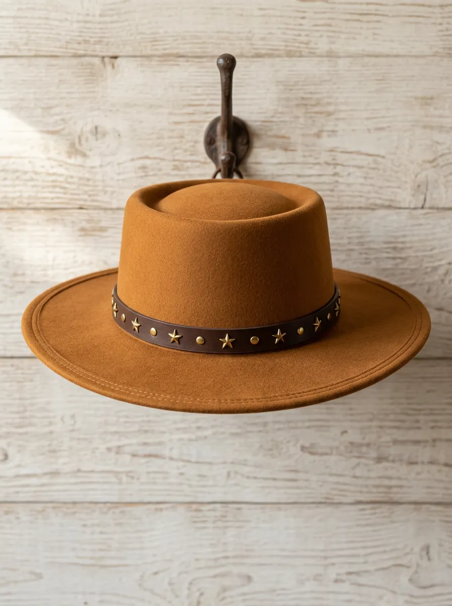 Unisex Felt Western Cowboy Hat with Stud Details