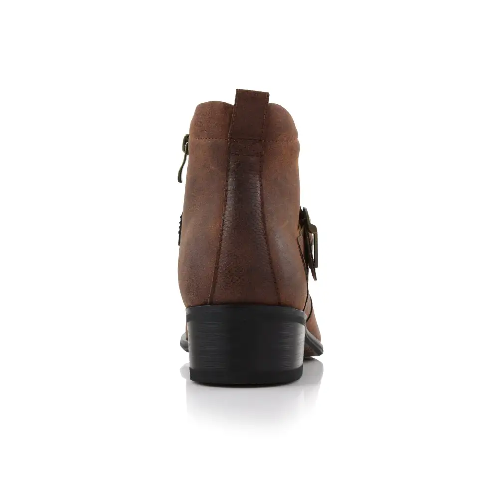 Faux-Leather Embossed Pointed-Toe Chelsea Boots