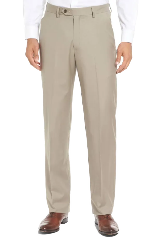 Tailored Gabardine Tropical Weave Flannel Flat Front Pleated Front Trousers