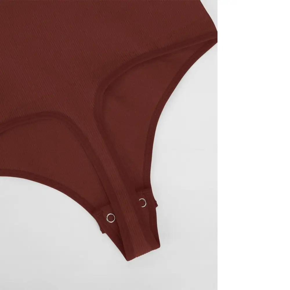 Ribbed Cutout Long Sleeve Thong Bodysuit