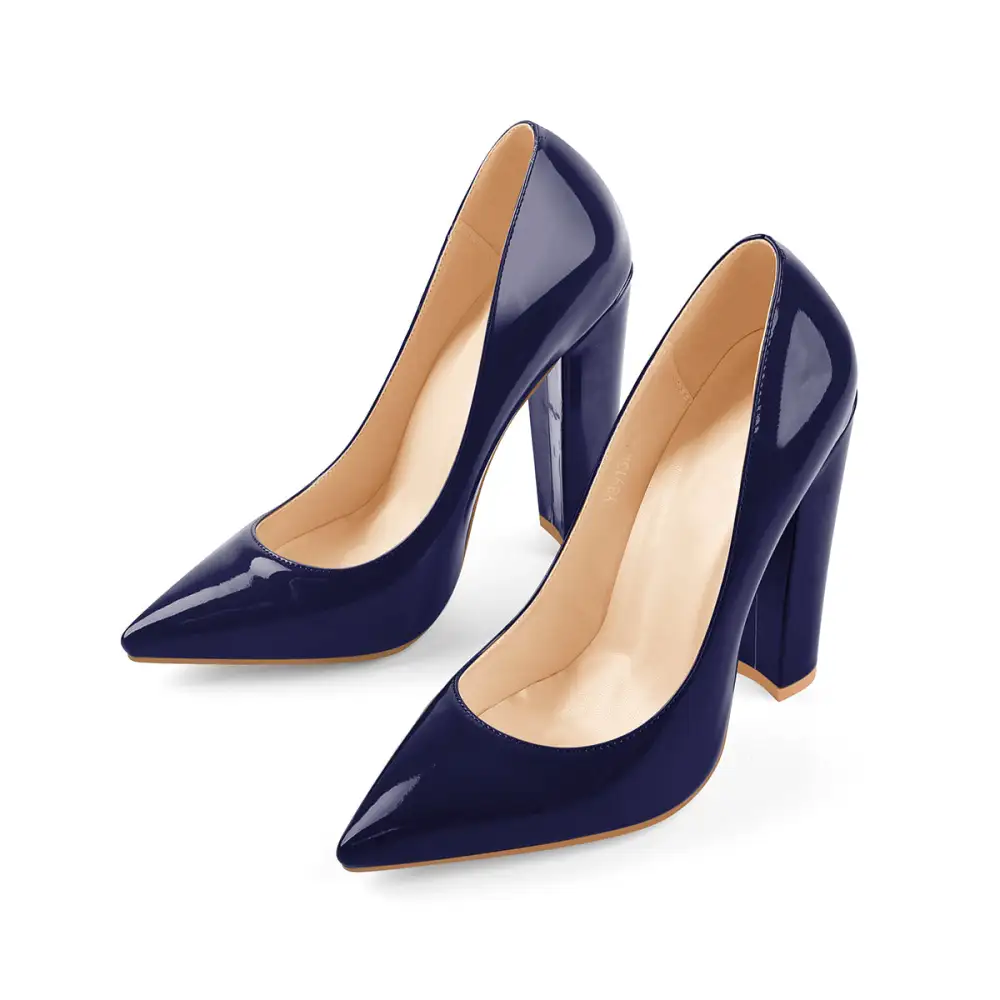 Elegant Pointed Toe Chunky Heel Pumps