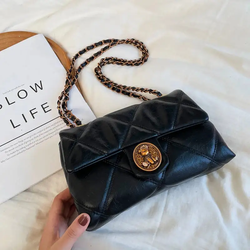 Vintage Quilted Black Chain Shoulder Bag