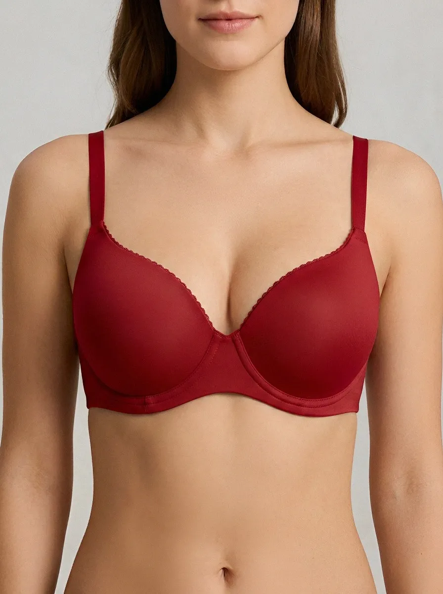 Women's Underwire Seamless Scalloped-Edge Molded-Cup Bra