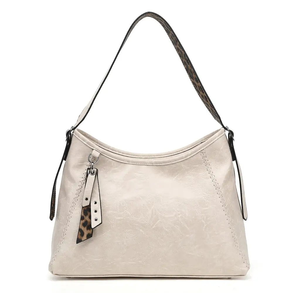 Leopard Print Stitching Hobo Bag