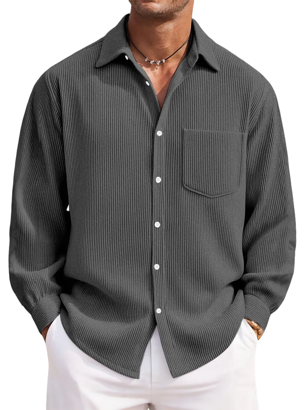 Corduroy Button Front Shirt
