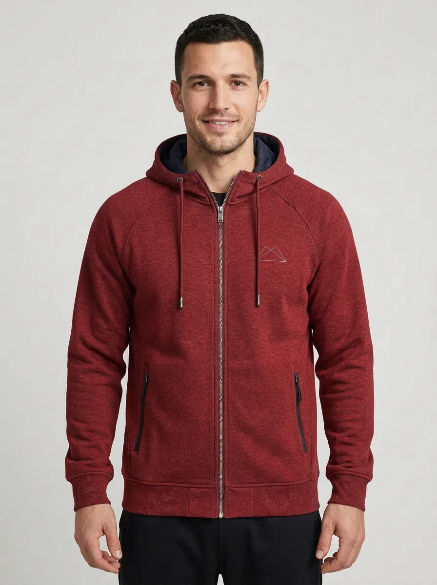 Men's Classic Mountain Graphic Hooded Zip-Up Sports Jacket