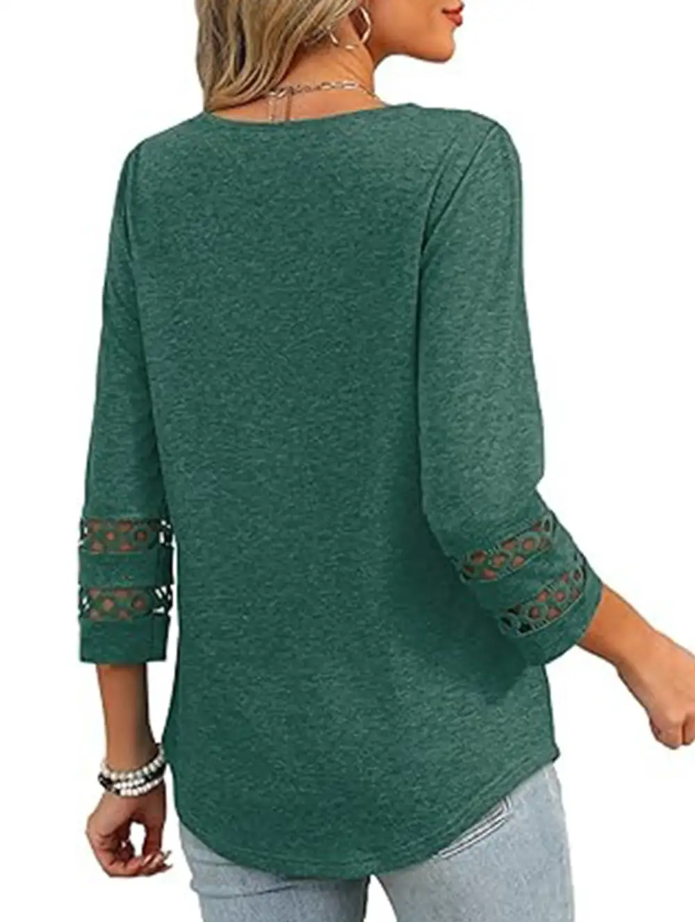 V-Neck Lace Trim Top