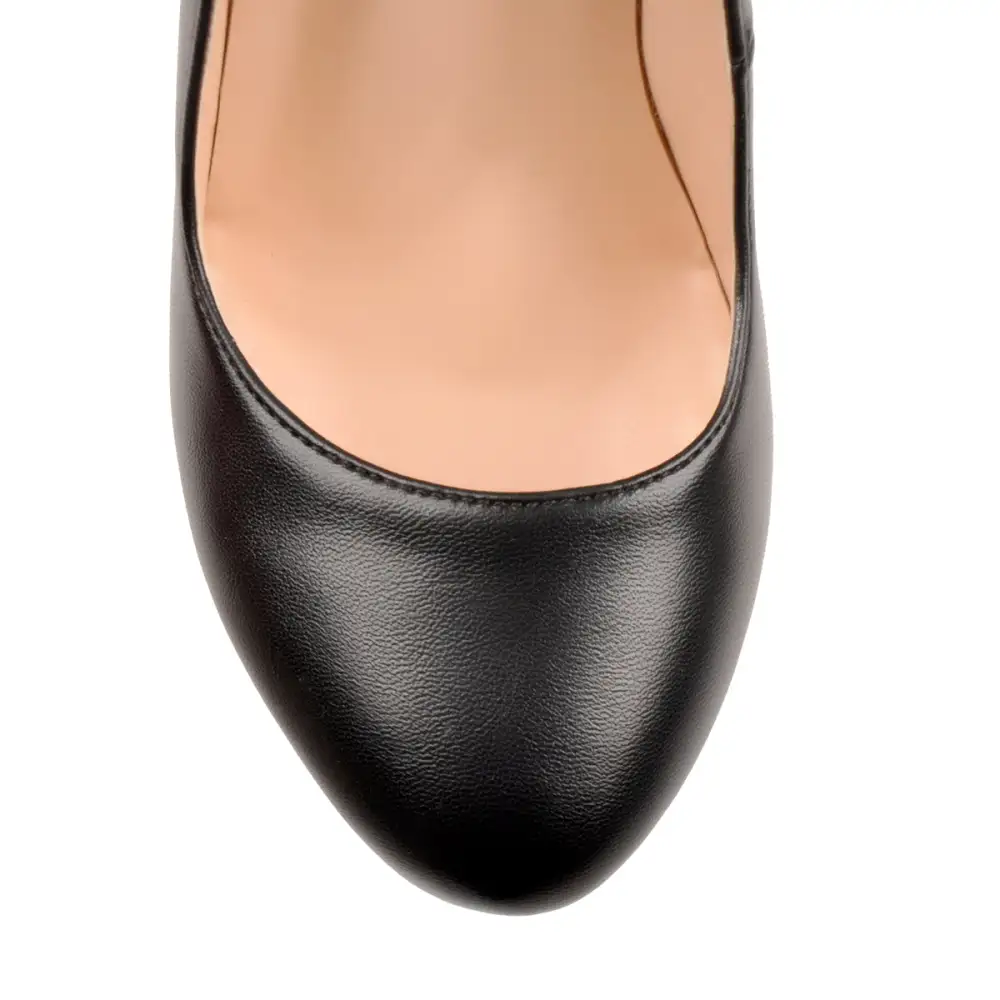 Round Toe Platform High Heel Buckle Strap Pumps
