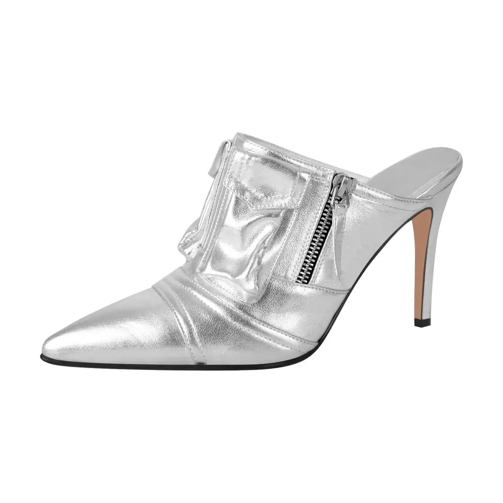 Pointed Toe Stiletto Heeled Mules